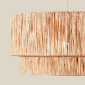Woven pendant light with a natural finish on a beige background - Number 4