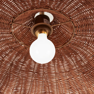 Light bulb hanging from a woven ceiling fixture - Number 6