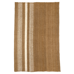 Brown woven rug with white stripes on a white background - Number 1