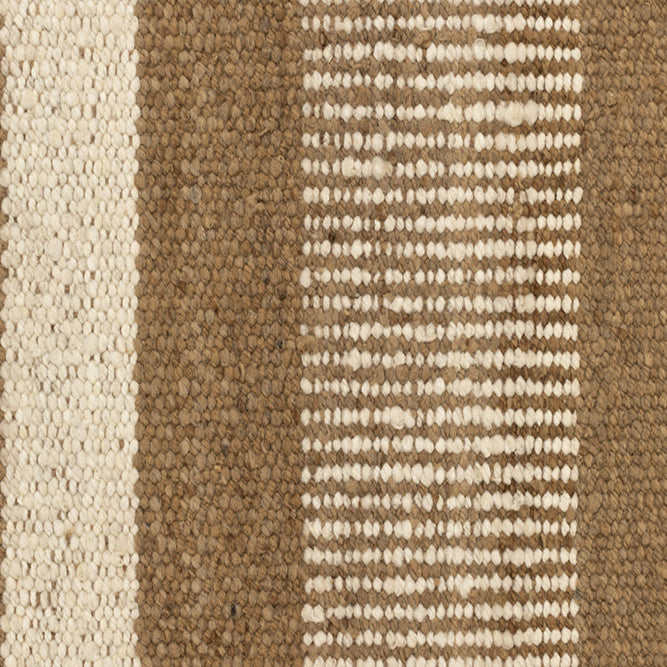 Textured fabric with horizontal stripes in brown, beige, and white.- Number 6