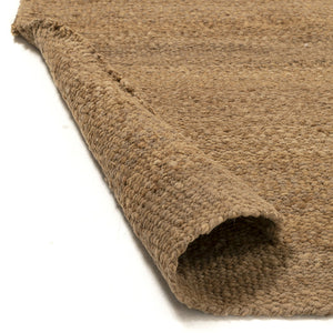 Close-up of a brown textured rug with white stripes on a white background - Number 5