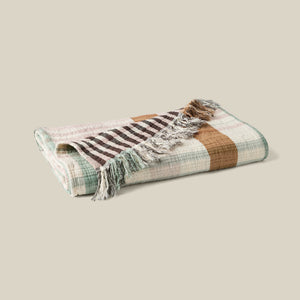 Woven blanket with striped pattern on a neutral background - Number 1