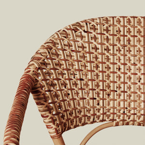 close up of woven chair back against neutral background - Number 9
