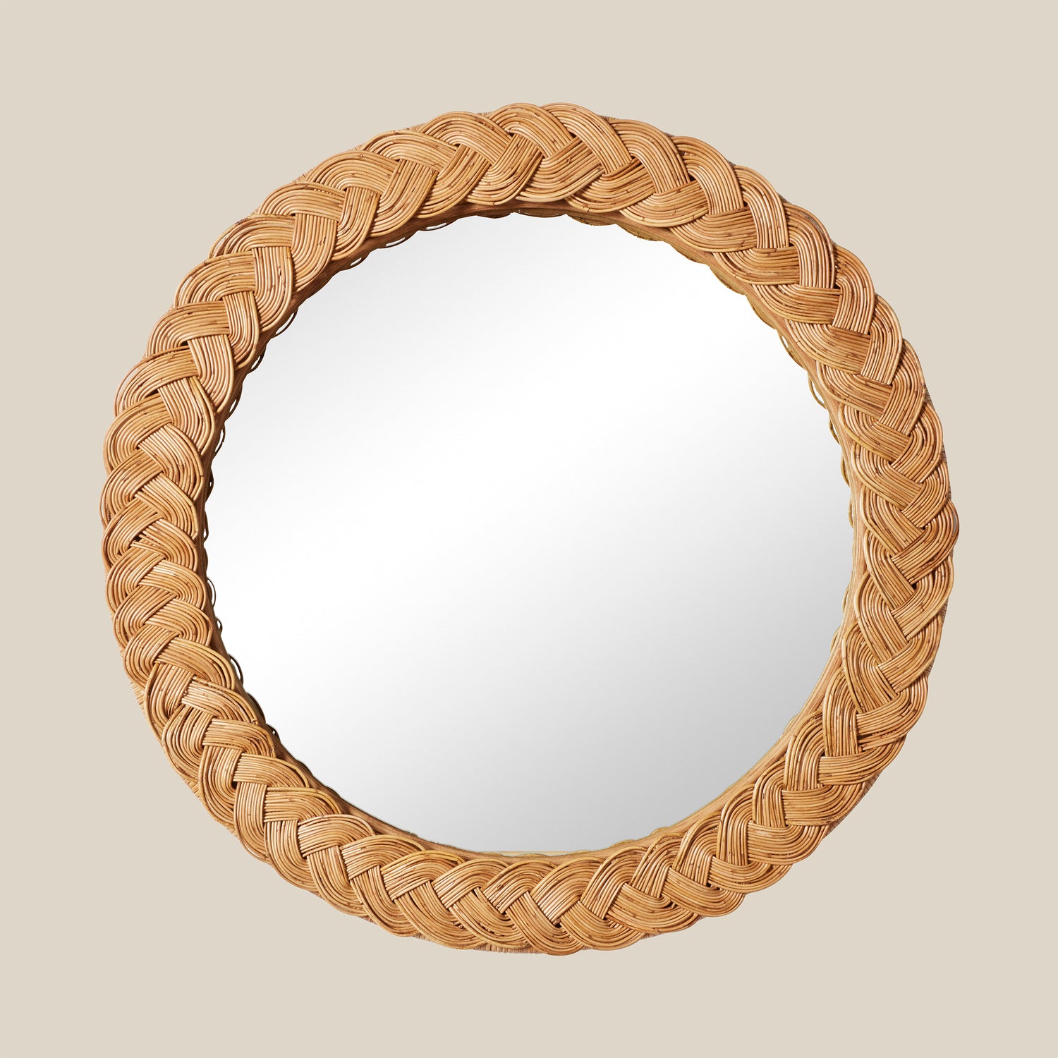 round mirror with braided rattan frame- Number 1