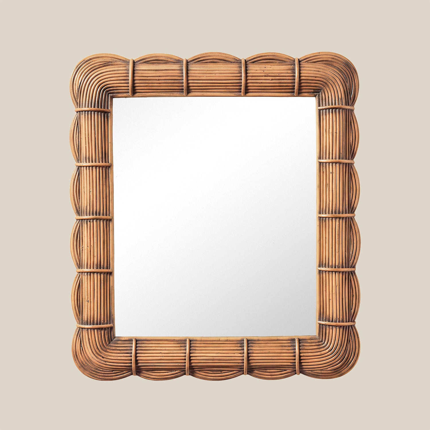 Clara Bundled Rattan Rectangular Mirror- Number 1