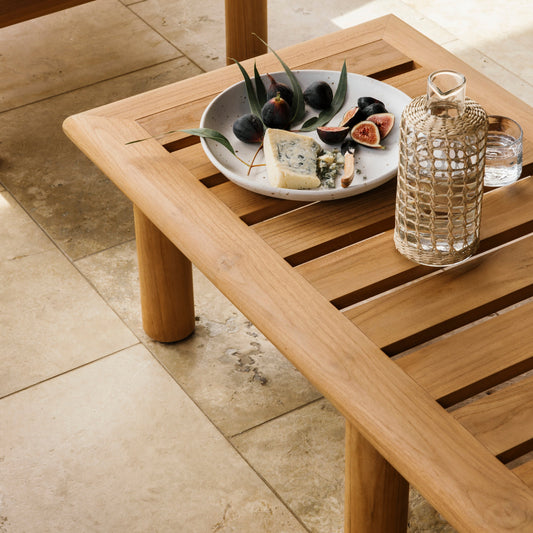 madeira coffee table with food - Image 2