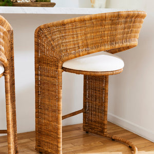counter stool with round back and white cushion - Number 3