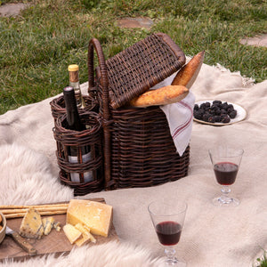 picnic basket on blanket outside with cheese and blackberries - Number 4