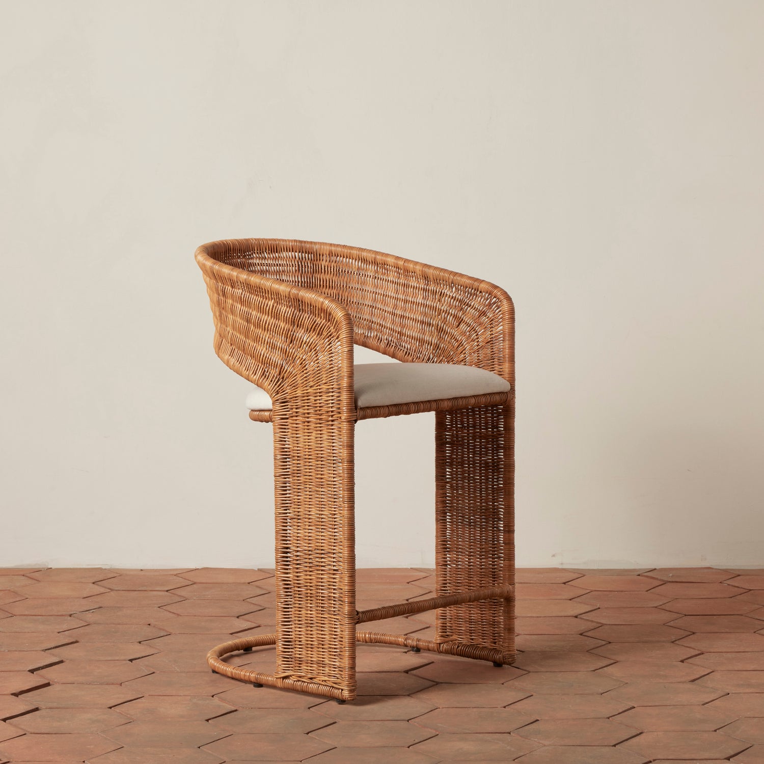 counter stool with round back and rattan sides- Number 1