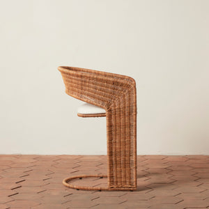 side view of counter stool with round back and rattan sides - Number 4