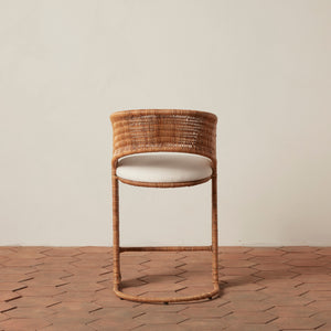 back view of counter stool with round back and rattan sides - Number 6