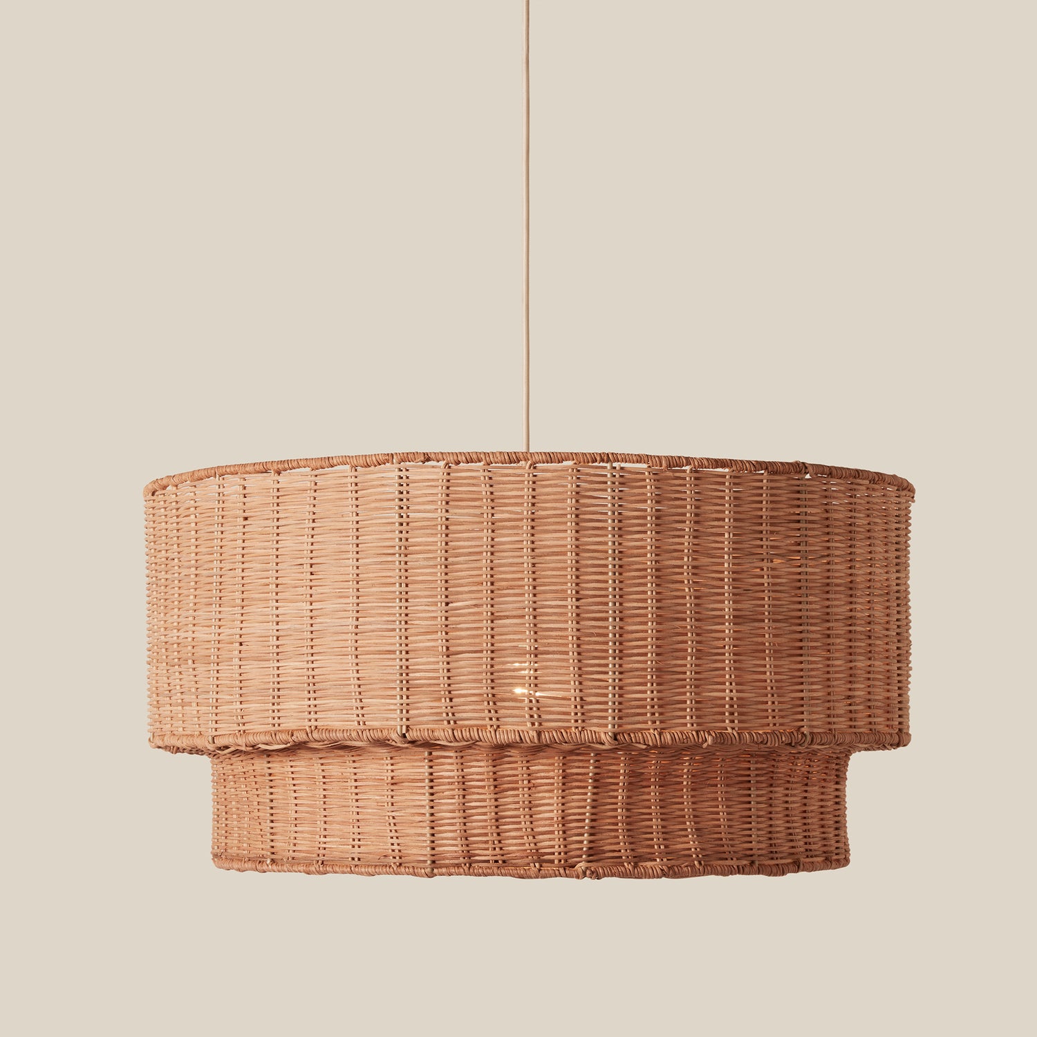 woven brown chandelier against neutral background- Number 5