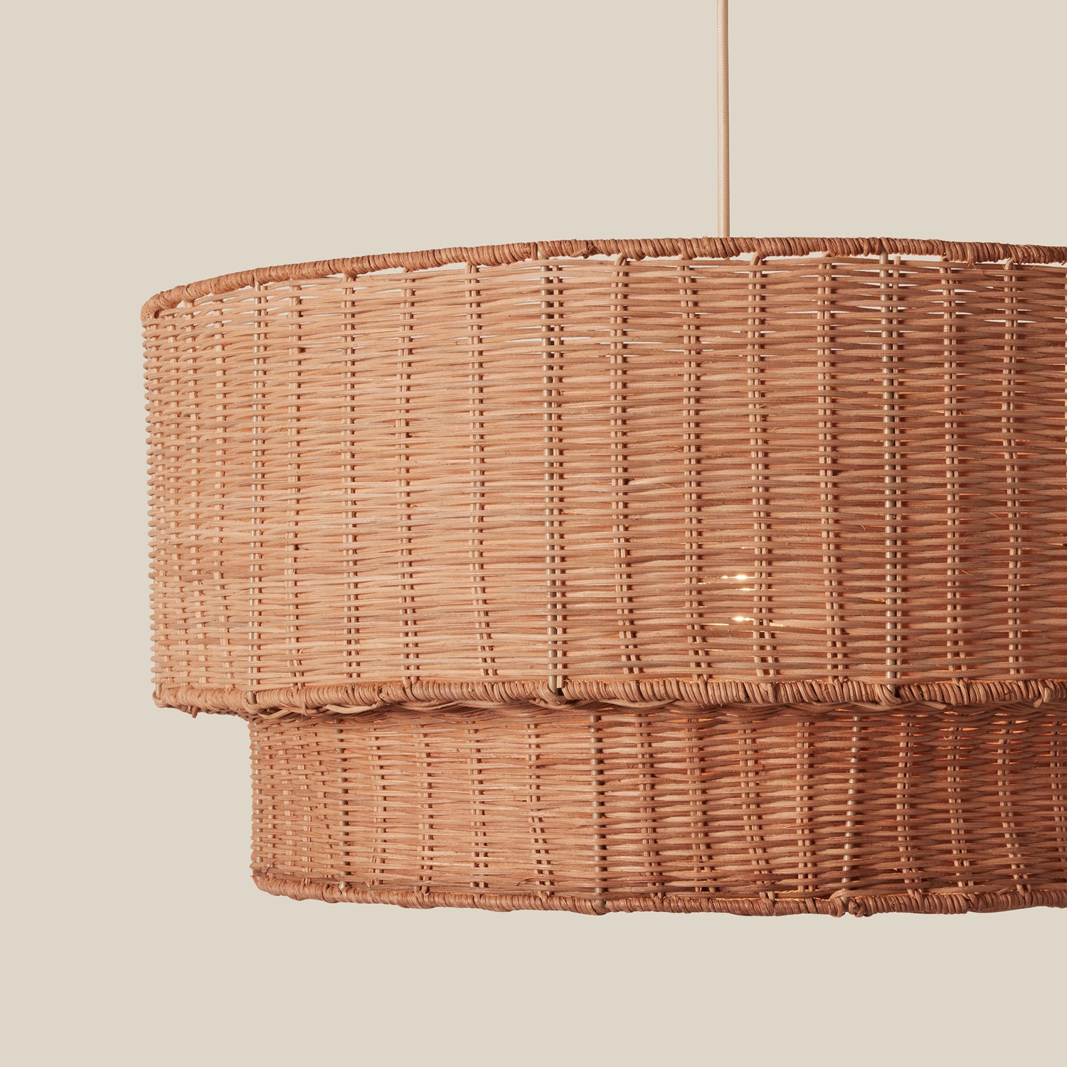 woven brown chandelier against neutral background- Number 4