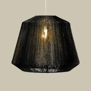 Black textured pendant light on a beige background - Number 6