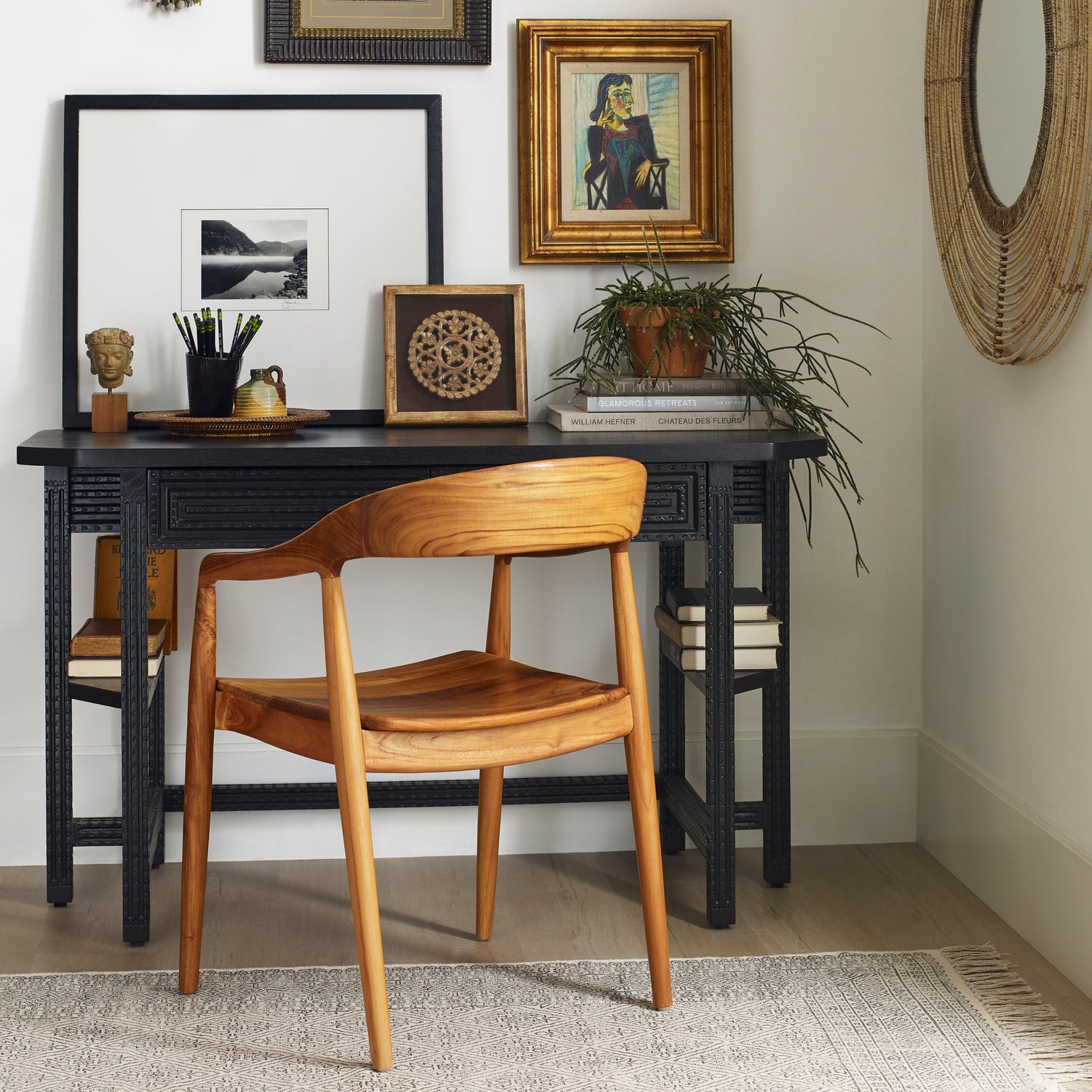 ingrid arm chair in teak at desk- Number 3