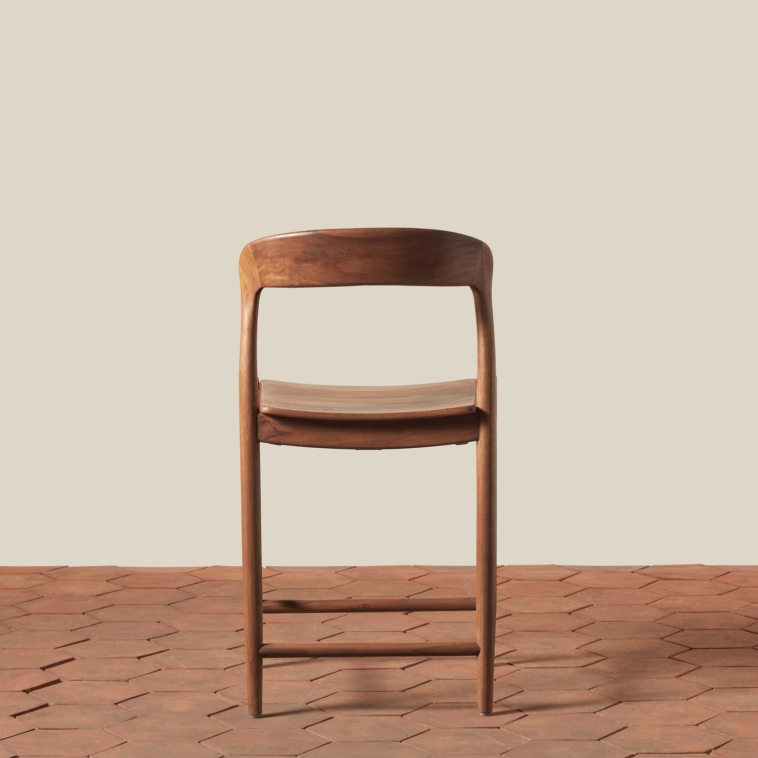 back view of teak counter stool- Number 4