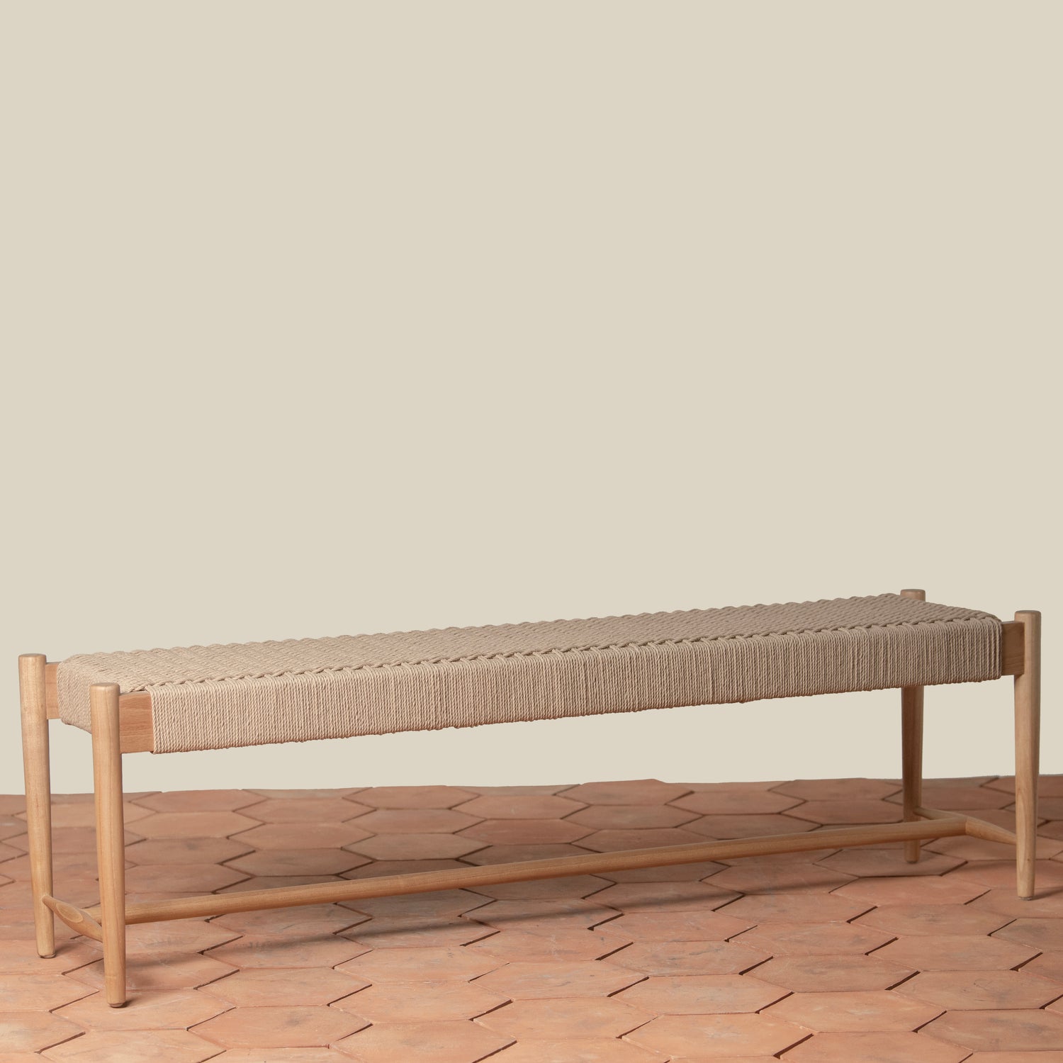 ingrid woven bench in oak angle- Number 6