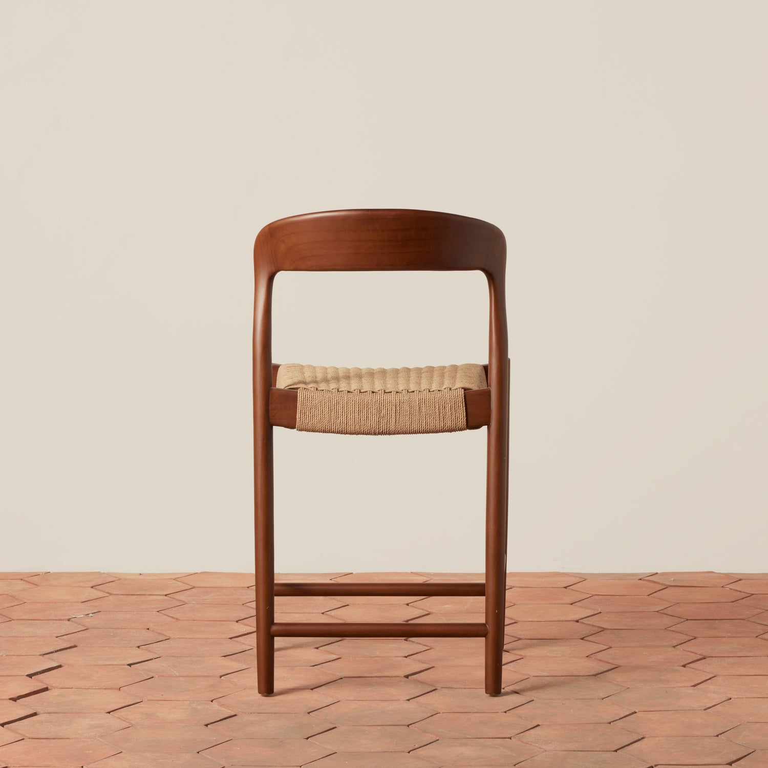 back view of counter stool with woven seat- Number 4