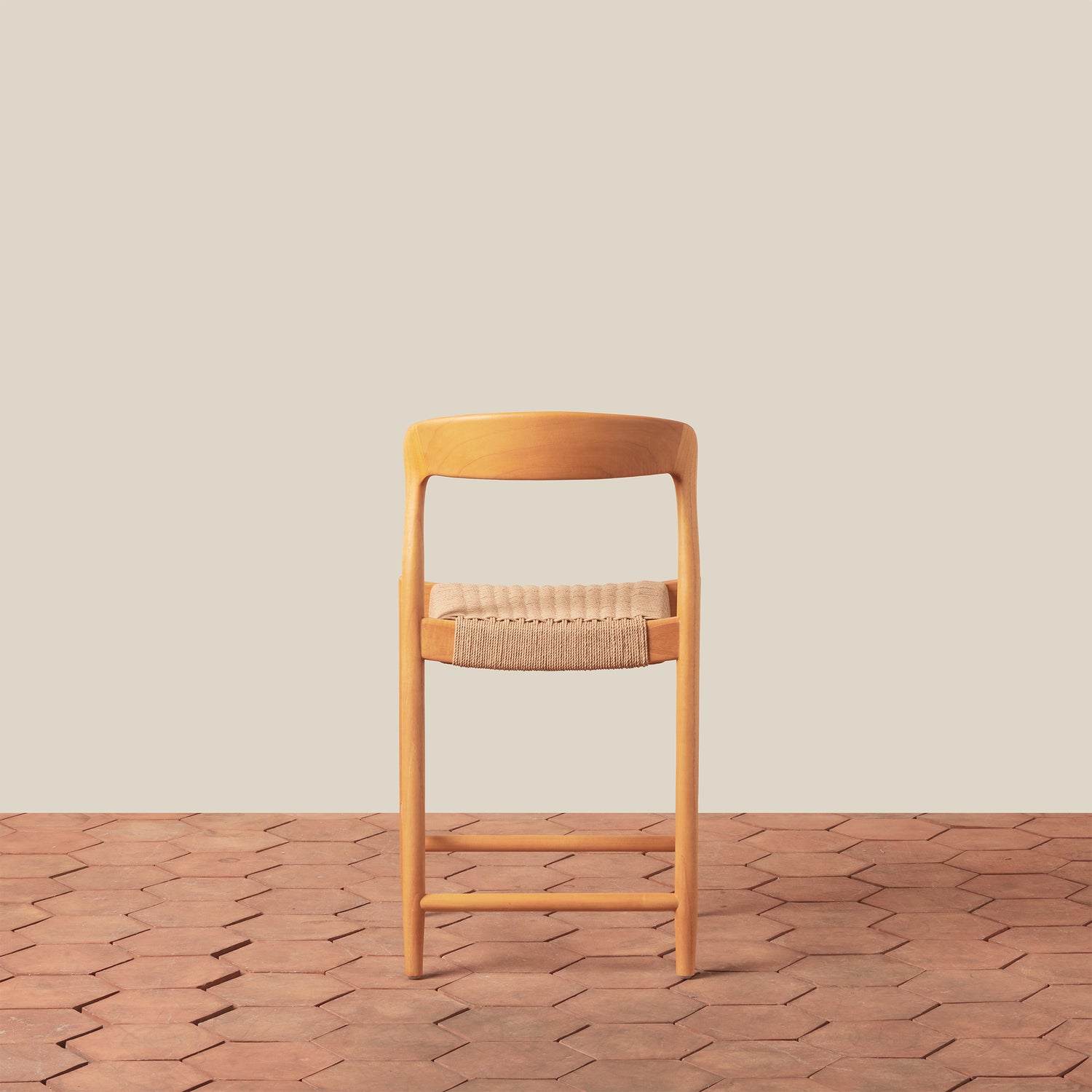 oak counter stool on tiled floor- Number 5