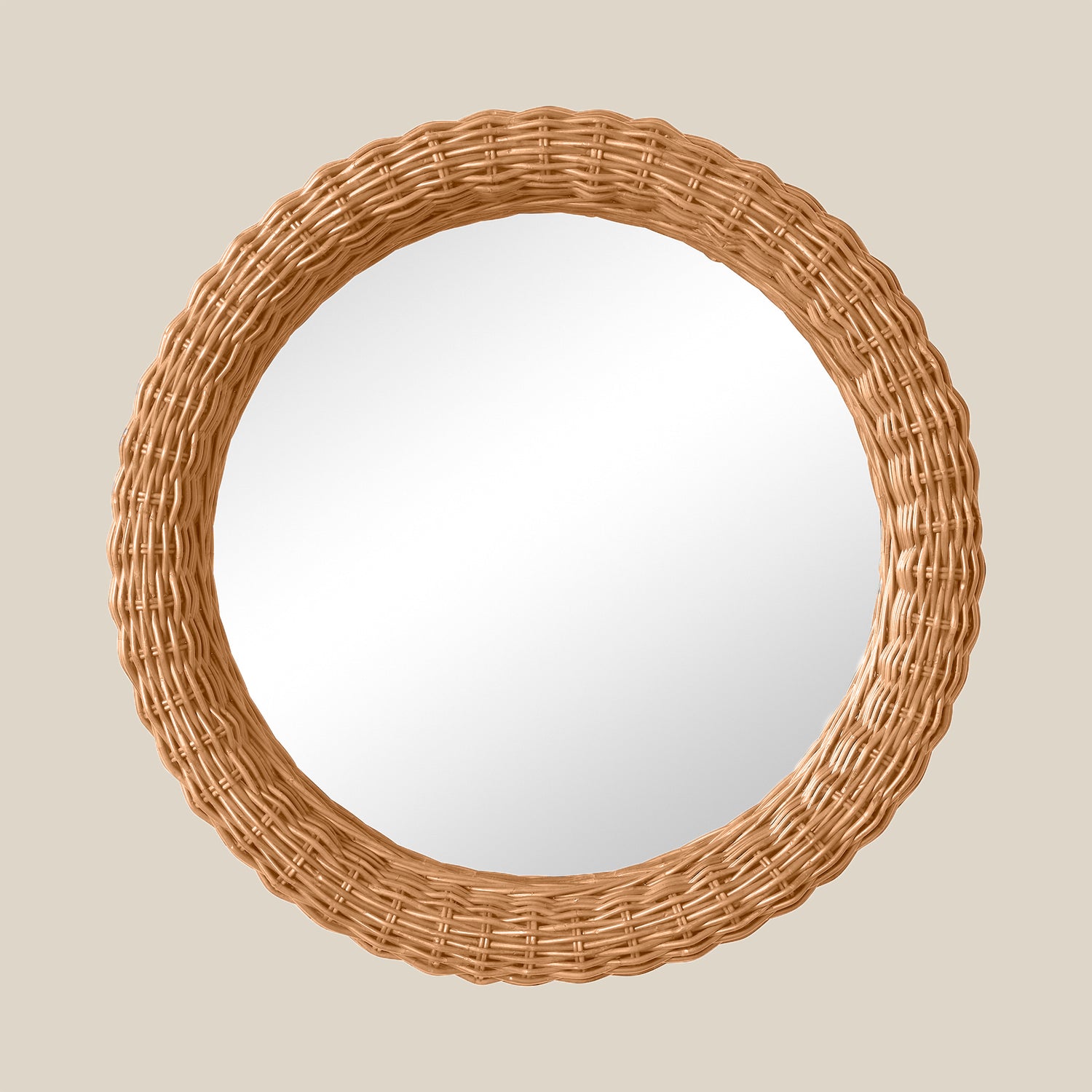 round mirror in light brown- Number 7