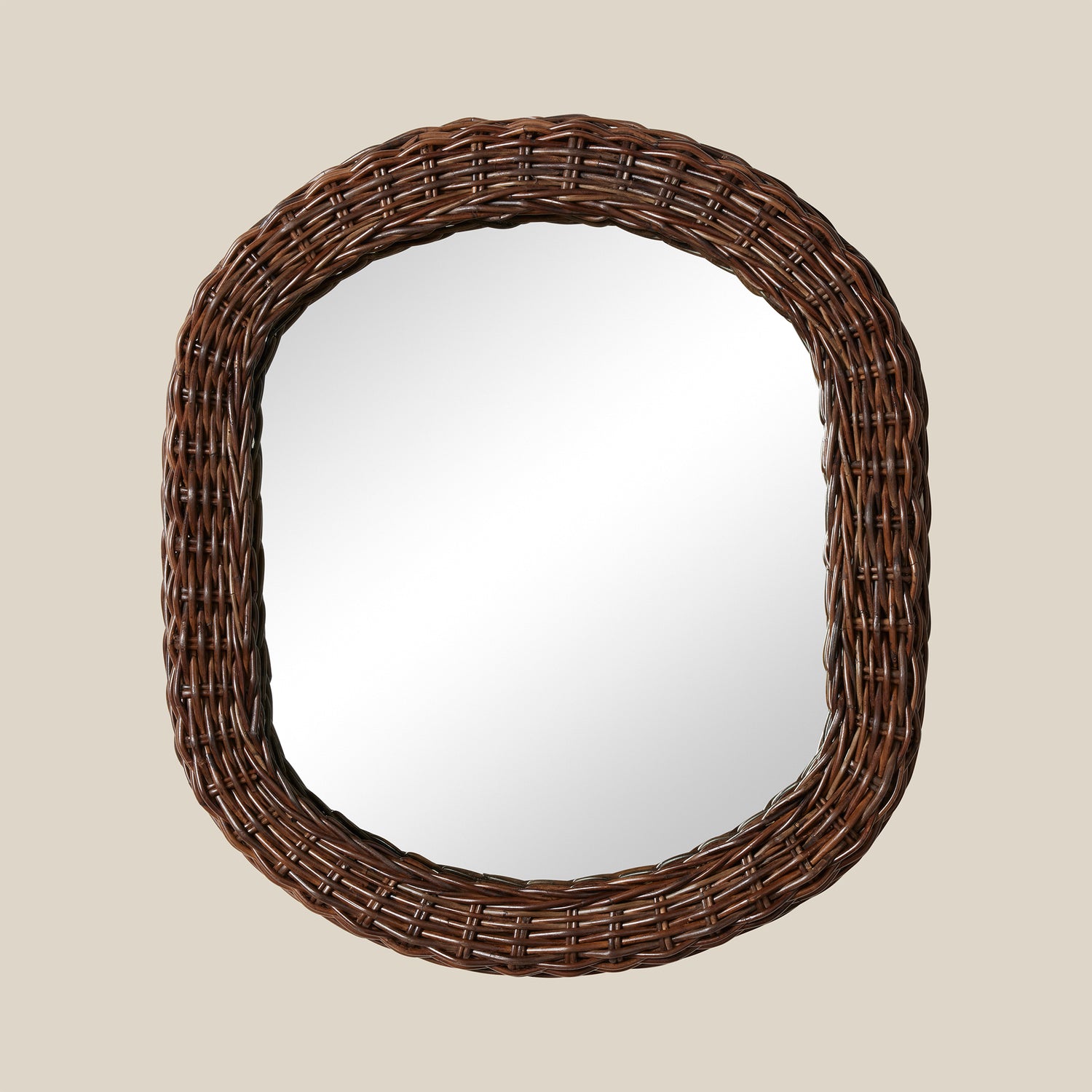 oval mirror with brown rattan- Number 1
