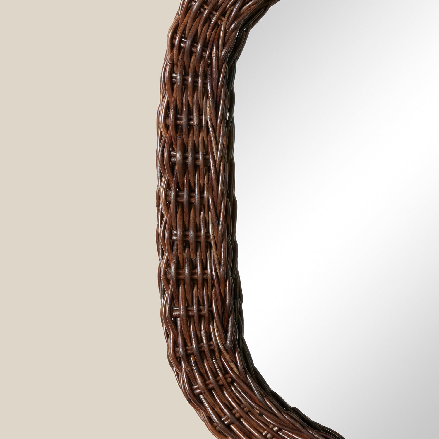 side detail of oval rattan mirror- Number 2