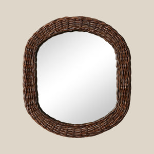 oval mirror with brown rattan - Number 1