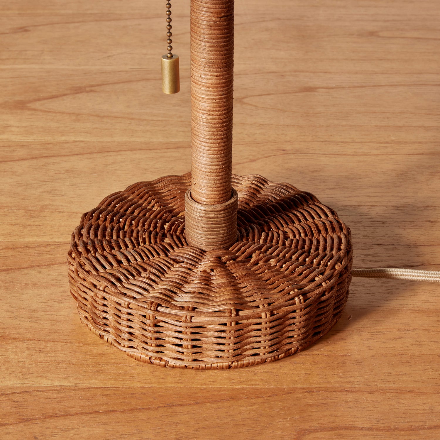 Wicker table lamp stand on a wooden surface- Number 4