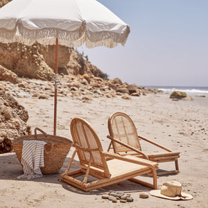 folding rattan beach chairs with umbrella on beach - Number 3