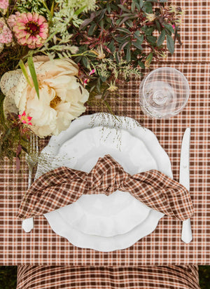 plaid napkin on table with flowers - Number 3