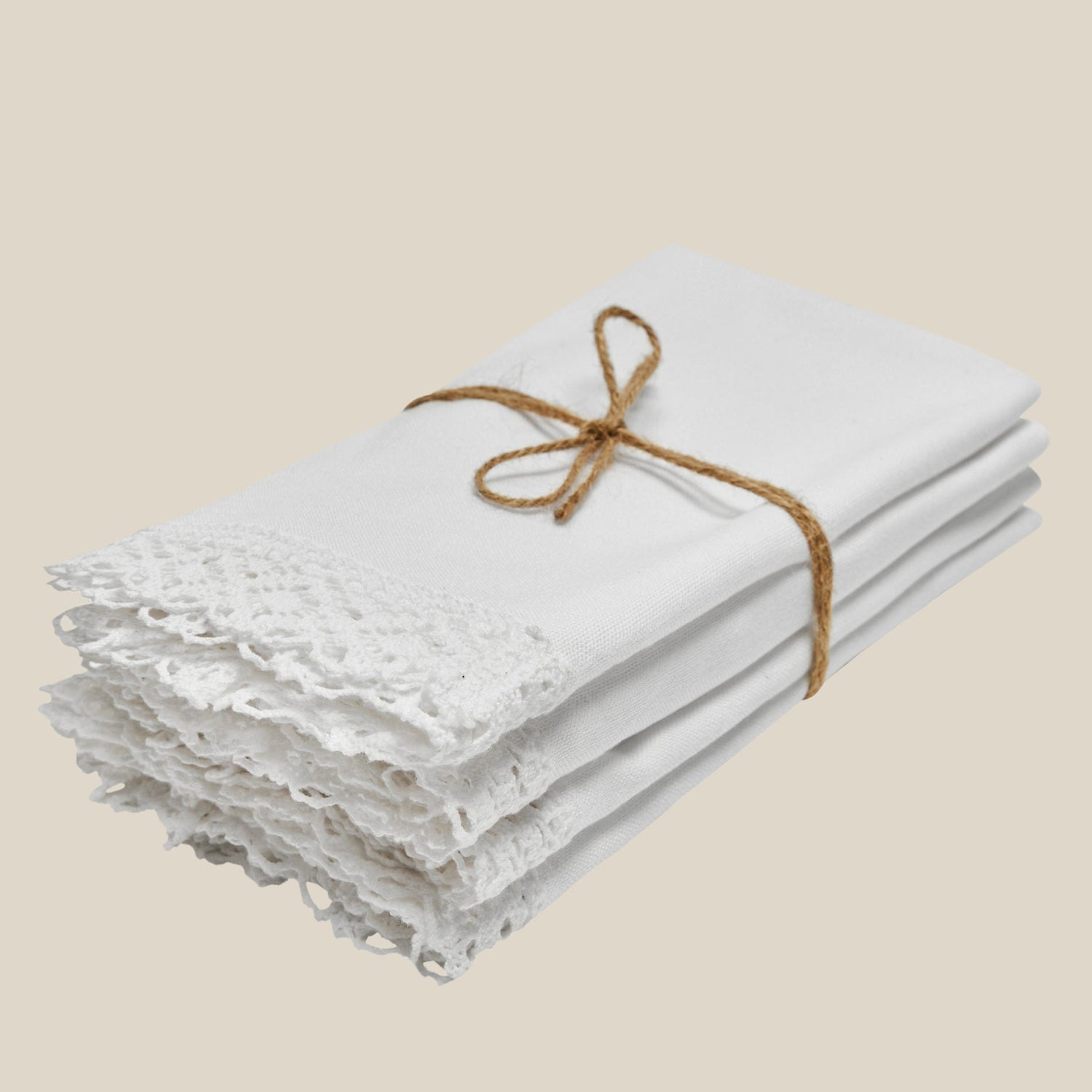 four white napkins with lace- Number 1