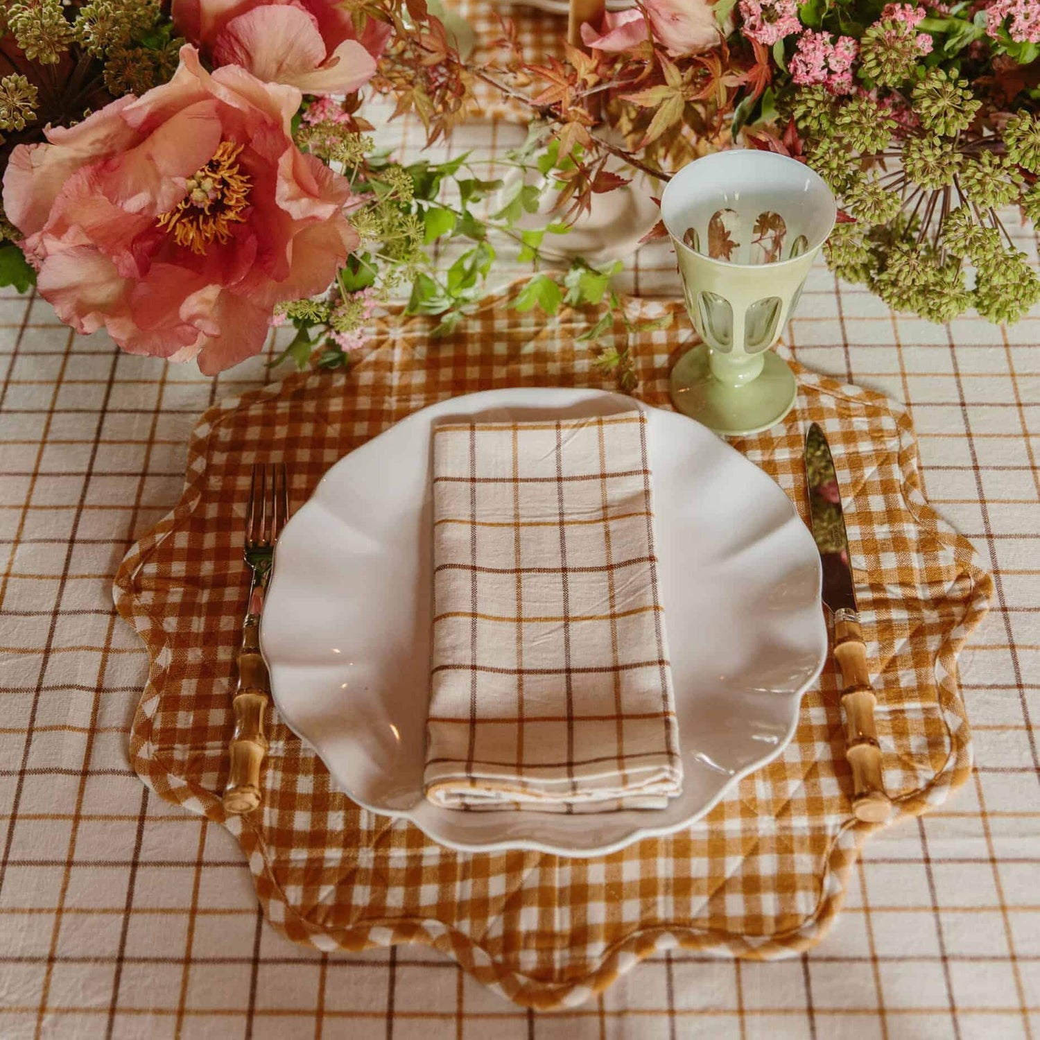 table setting with lattice napkin- Number 2
