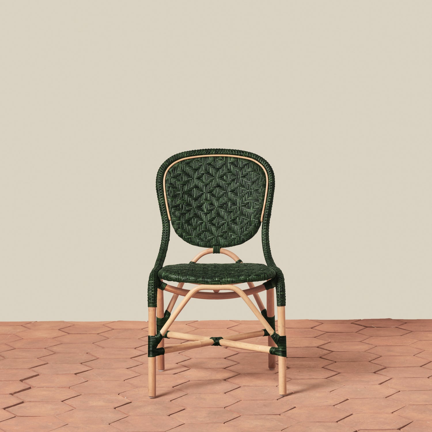 front angle of side chair in green- Number 9