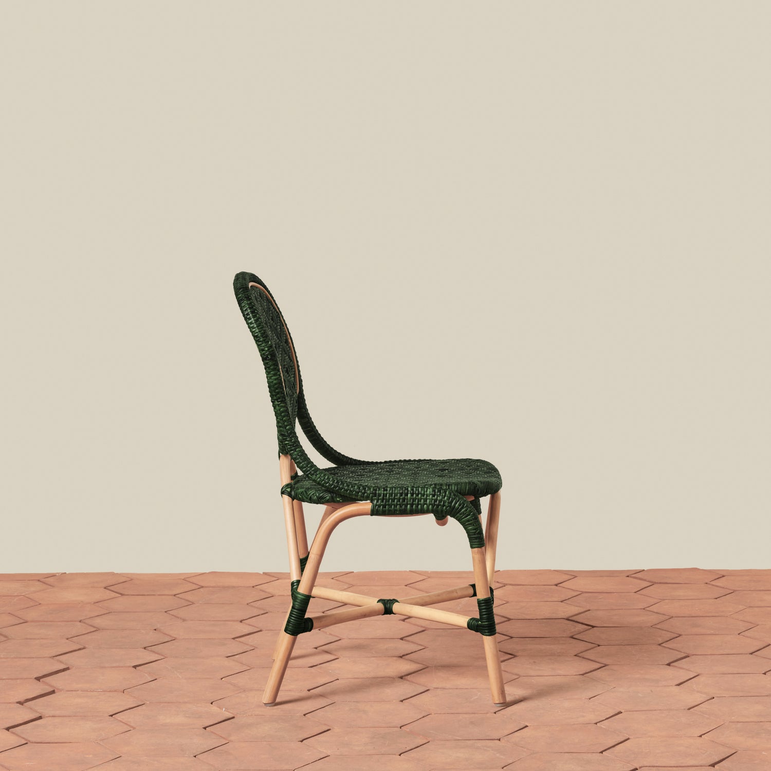 side angle of side chair in green- Number 10