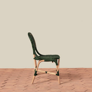 side angle of side chair in green - Number 10
