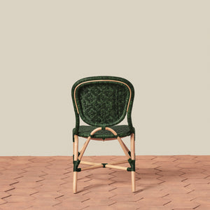 back angle of side chair in green - Number 11