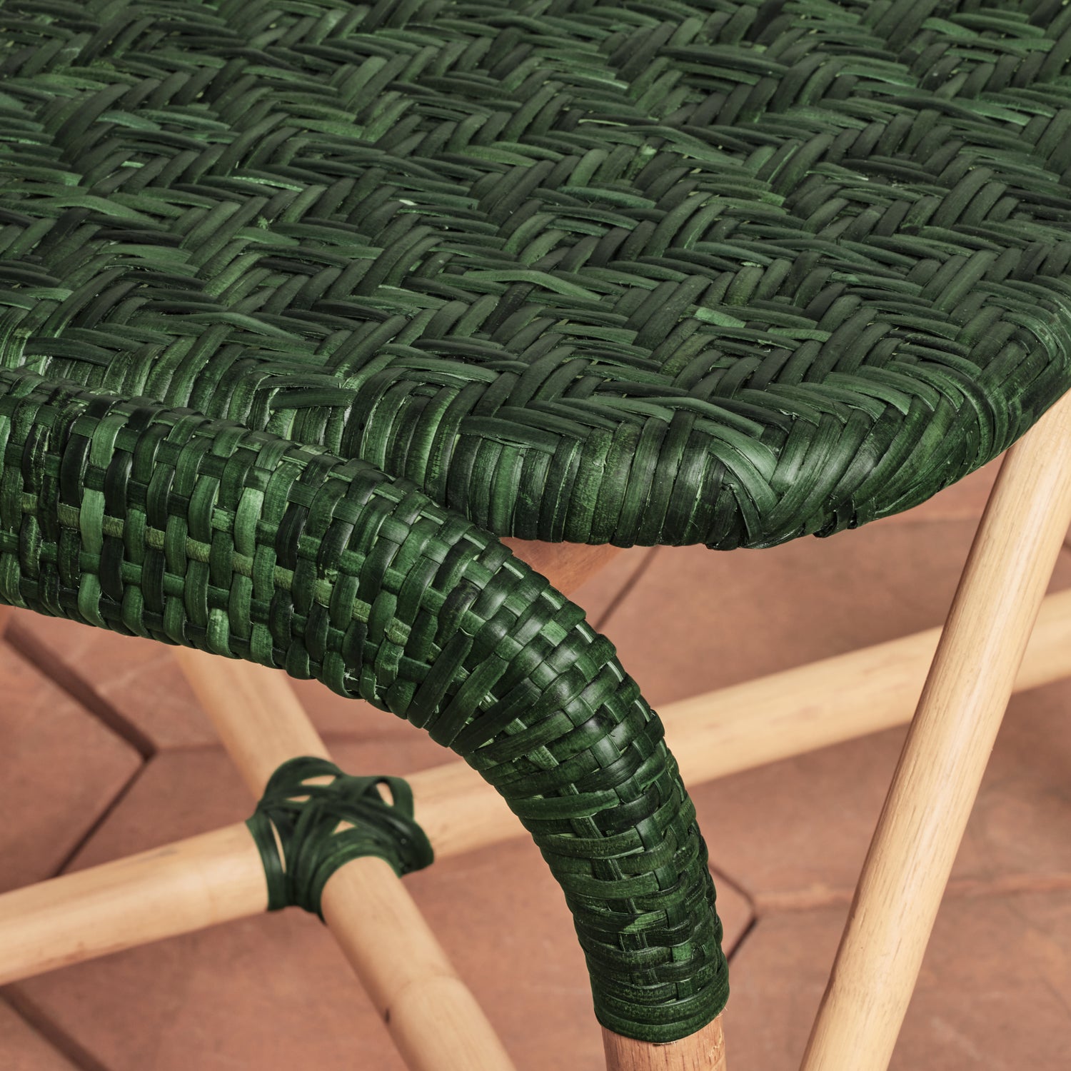 corner detail of green side chair- Number 13