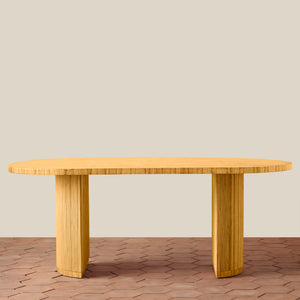 Wooden dining table on a beige background - Number 1