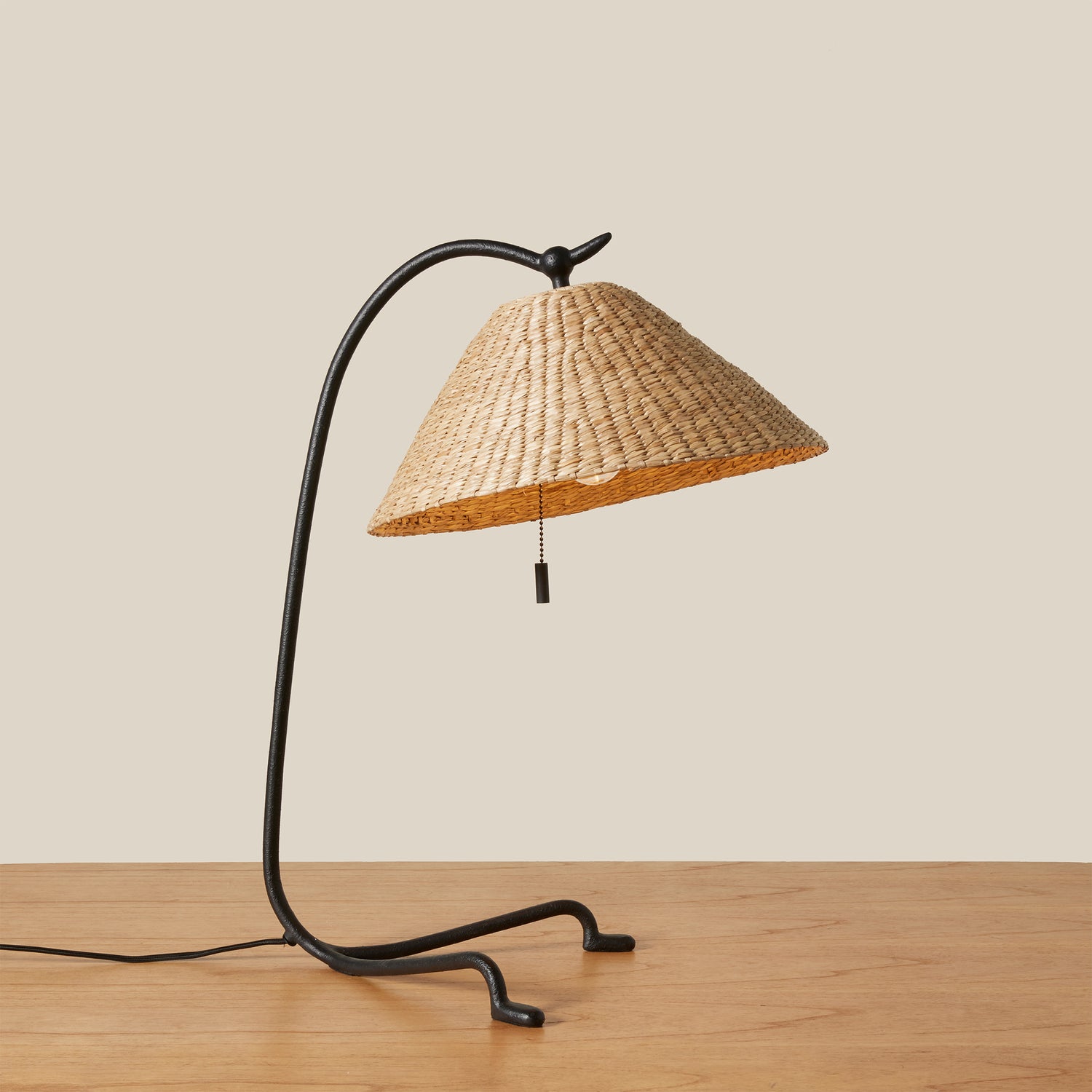 table lamp with light on- Number 3