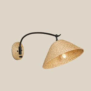 sconce with rattan shade and black hardware - Number 2