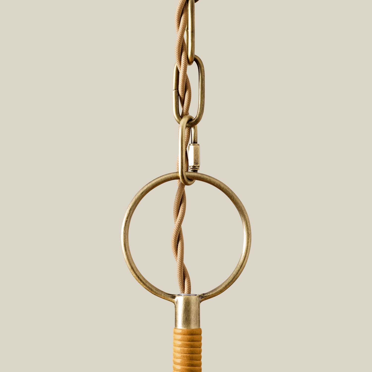 Brass hanging lamp with chain on a beige background- Number 5
