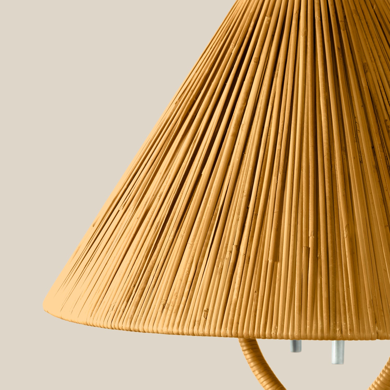 Close-up of a textured yellow lampshade on a neutral background- Number 3