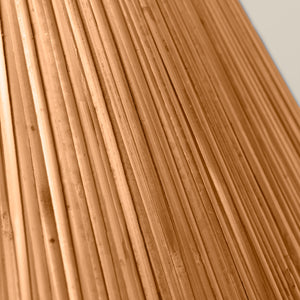 Close-up of a pleated conical lampshade in a warm natural tan color, against a plain light beige background. - Number 4