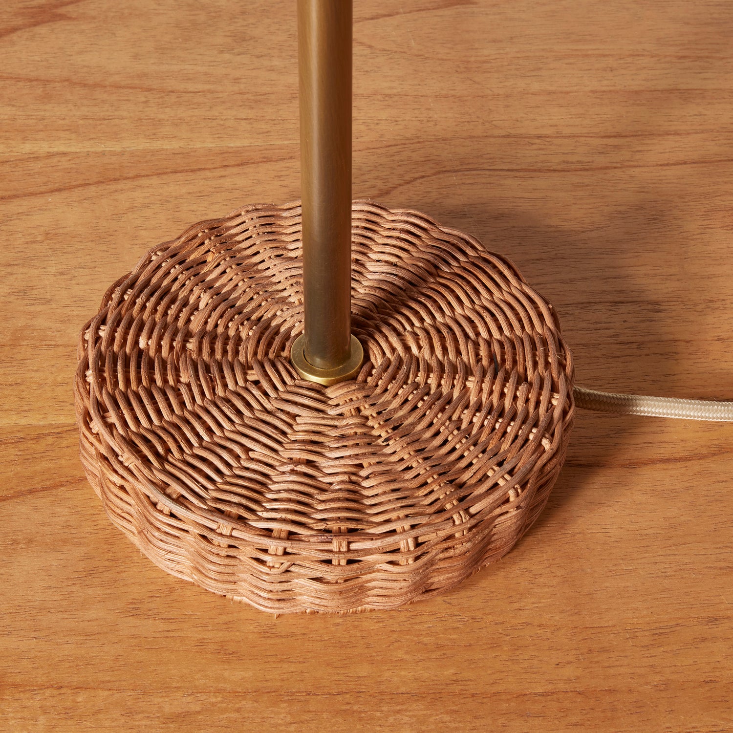 Wicker lamp base on a wooden surface- Number 6