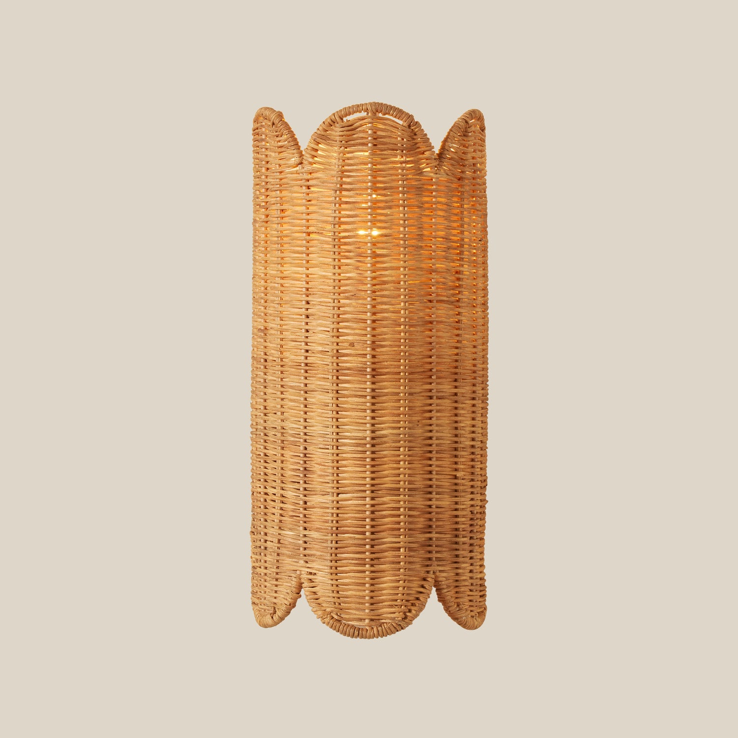 Wicker wall sconce on a beige background- Number 2