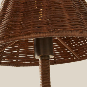 Close-up of a wicker chair with a metal base on a plain background - Number 4