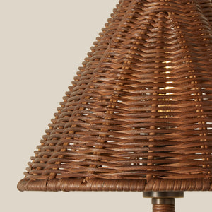 Close-up of a wicker lampshade on a neutral background - Number 6