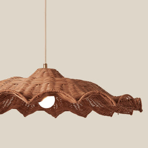 Woven rattan pendant light on a beige background - Number 5