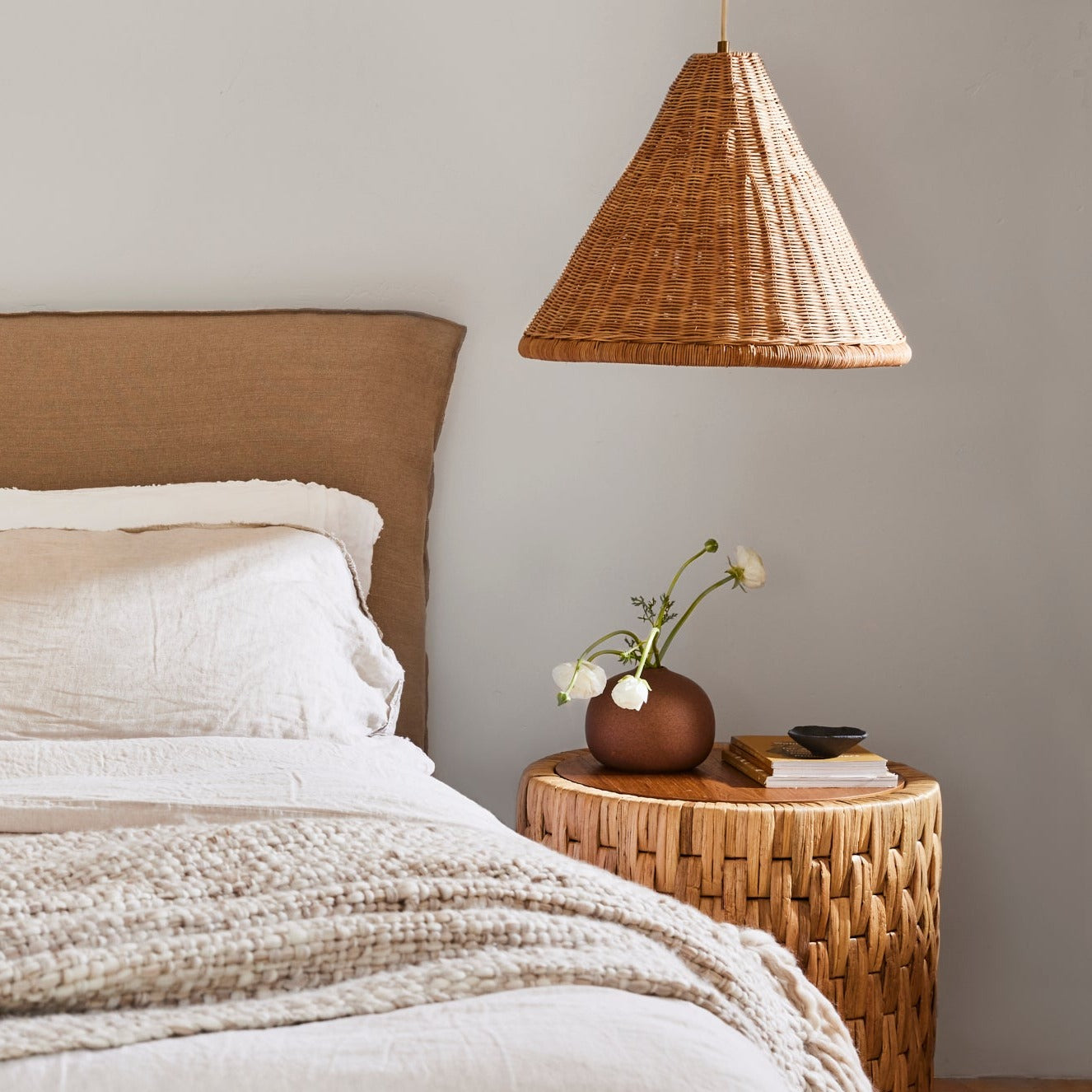 kasbah rattan tall pendant in bedroom- Number 3