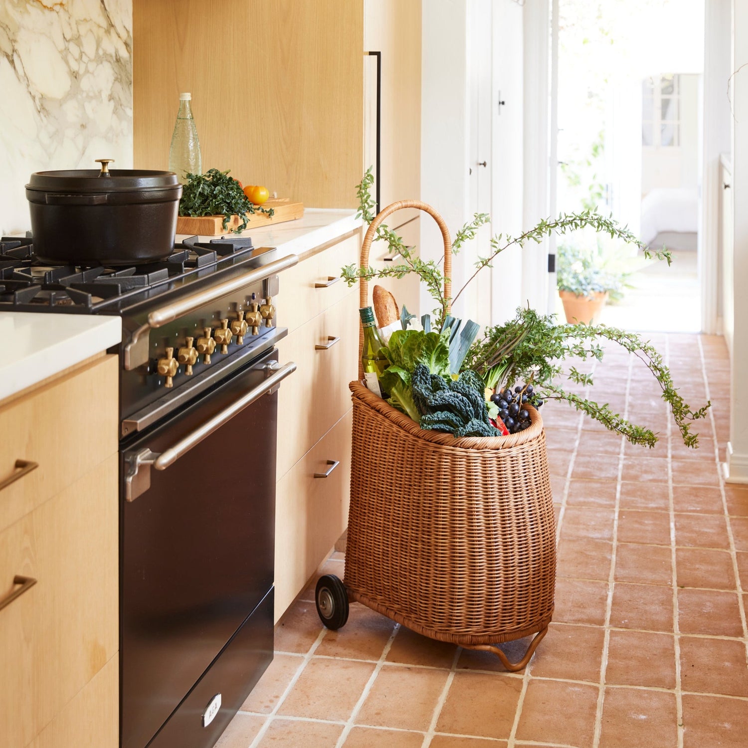 lulu wicker market cart in kitchen- Number 3